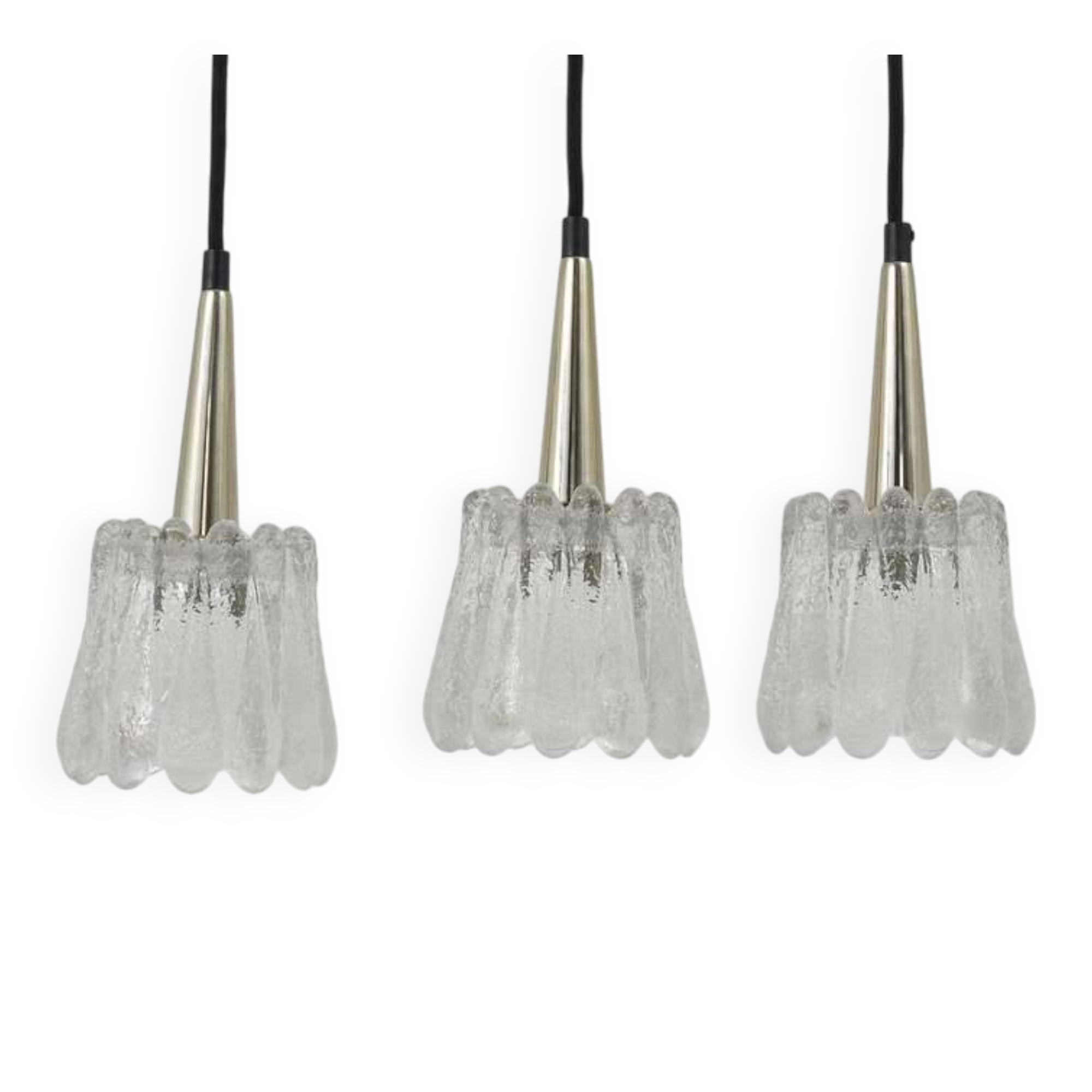 Set of three glass pendants by Carl Fagerlund for Orrefors, Sweden, 1960s.