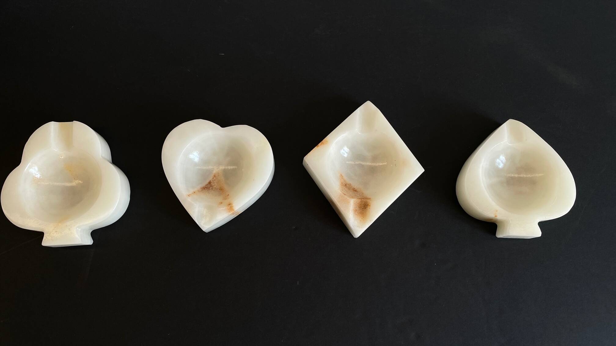 Vintage playing cards onyx ashtrays