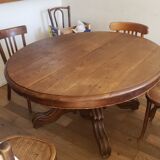 Table à pied central du 19e siècle avec rallonges -16 couverts