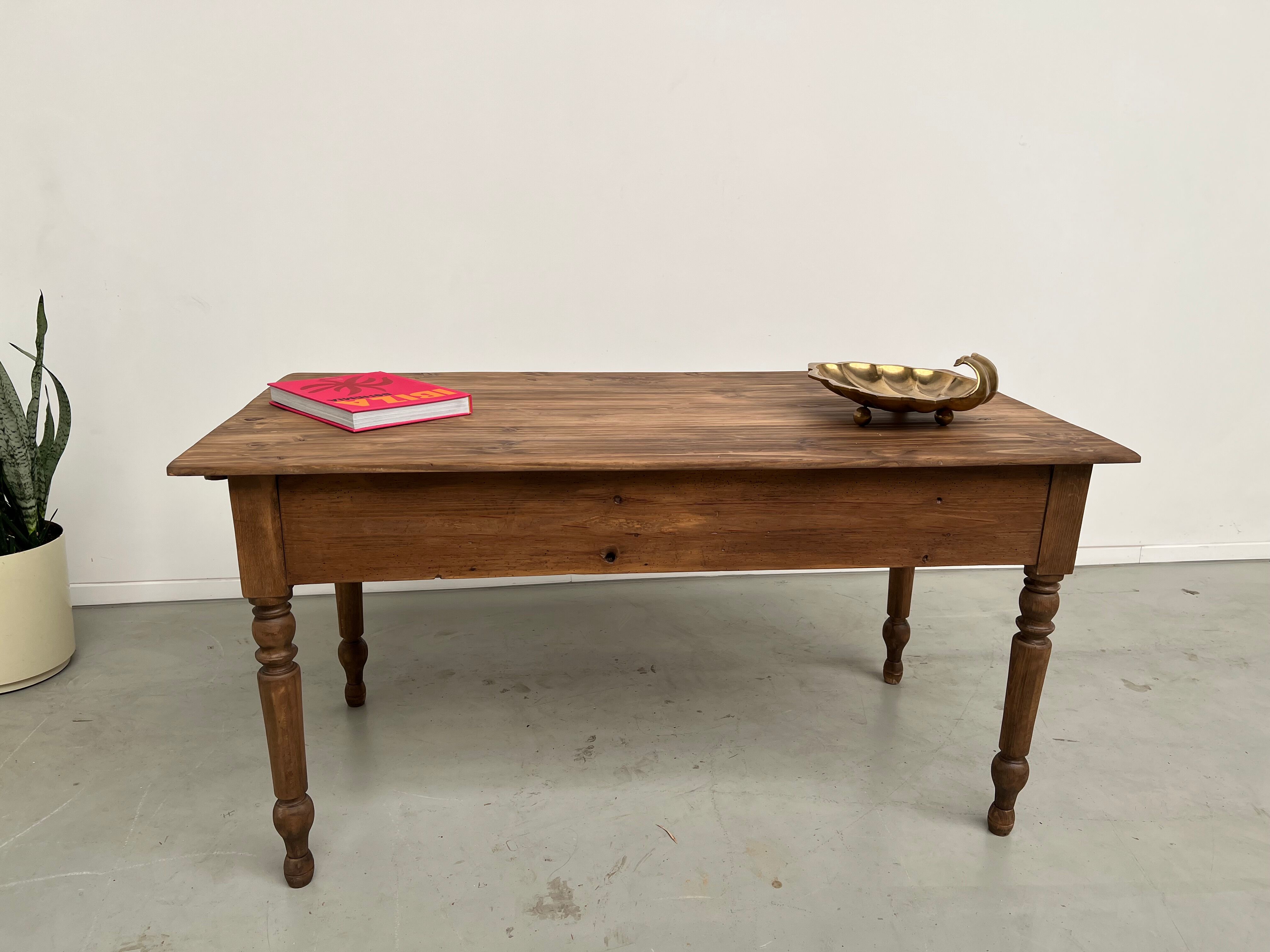 Table de travail de ferme en pin, des années 50