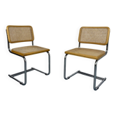 Lot de 2 chaises cantilever italiennes en cannage Cesca année 70,