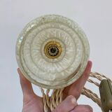Lampe baladeuse en verre de Clichy jaune pâle
