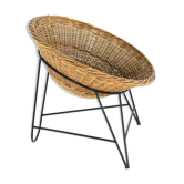 Fauteuil en osier dans le style de Mathieu Matégot