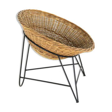 Wicker basket armchair in the style of Matthieu Matégot | 2 pieces in stock