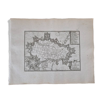 17th century copper engraving "Plan of the towns and citadels of Lille" By Beaulieu