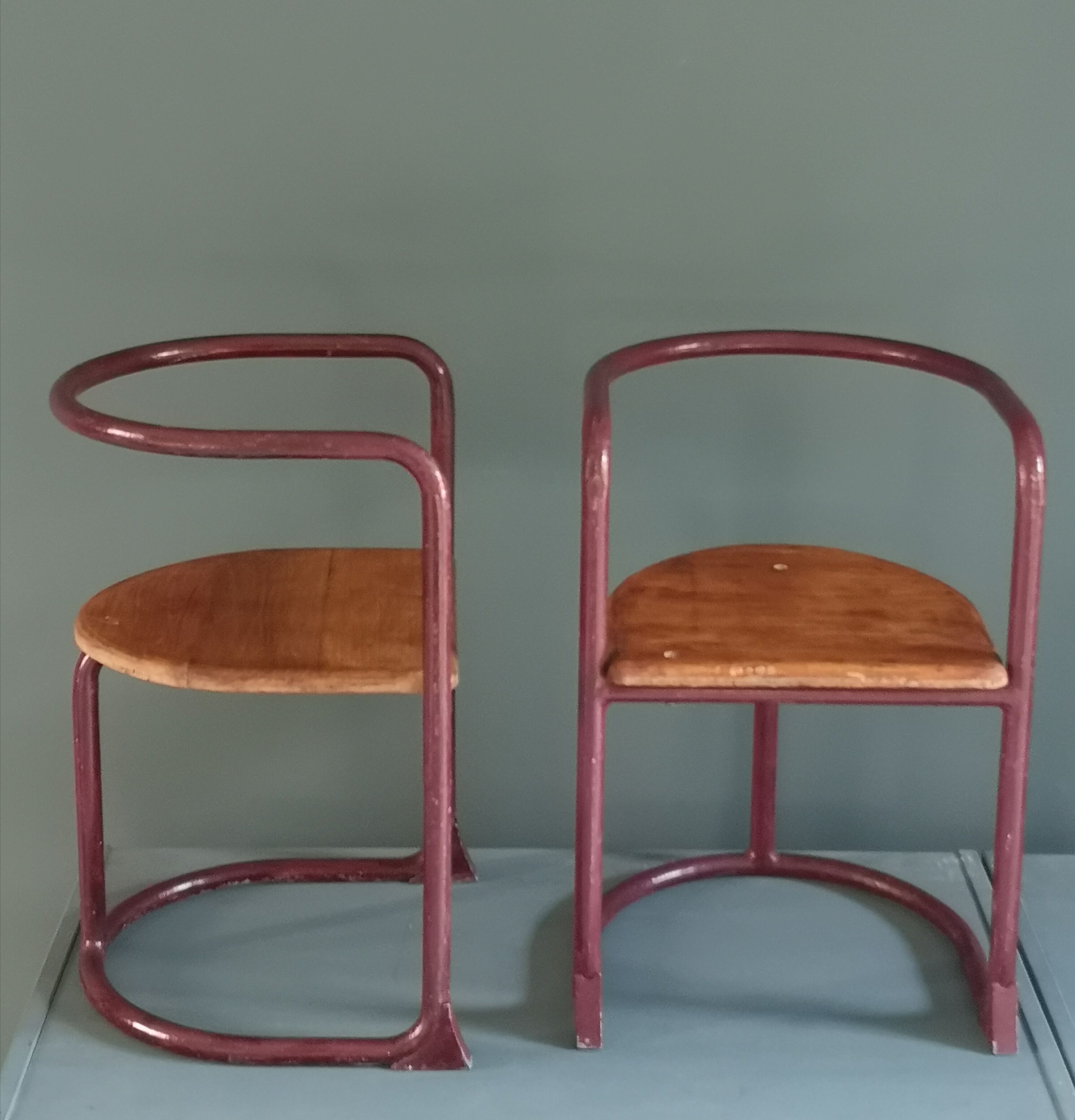 Pair of 50s children's chairs in tube