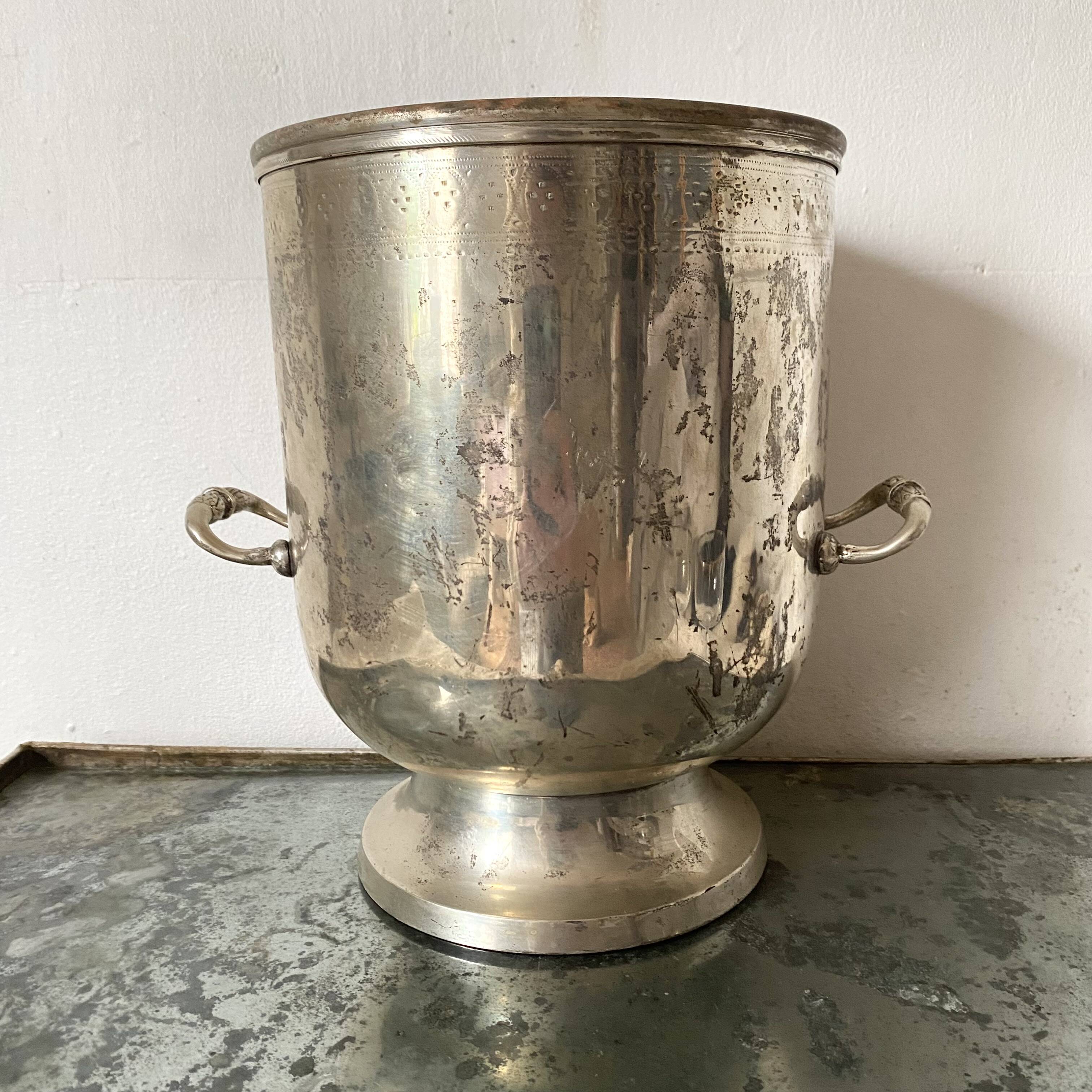 Patinated silver champagne bucket