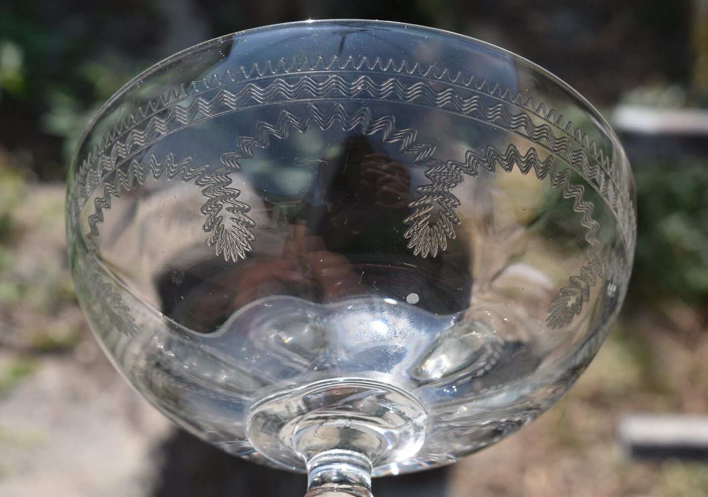 10 glasses of old champagne blown glass engraved Vierzon Thouvenin Portieux