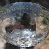 10 glasses of old champagne blown glass engraved Vierzon Thouvenin Portieux