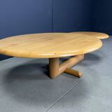 Table basse pivotante à deux niveaux en bois par Roche Bobois, années 1980