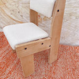 Brutalist chair in wood and boucle