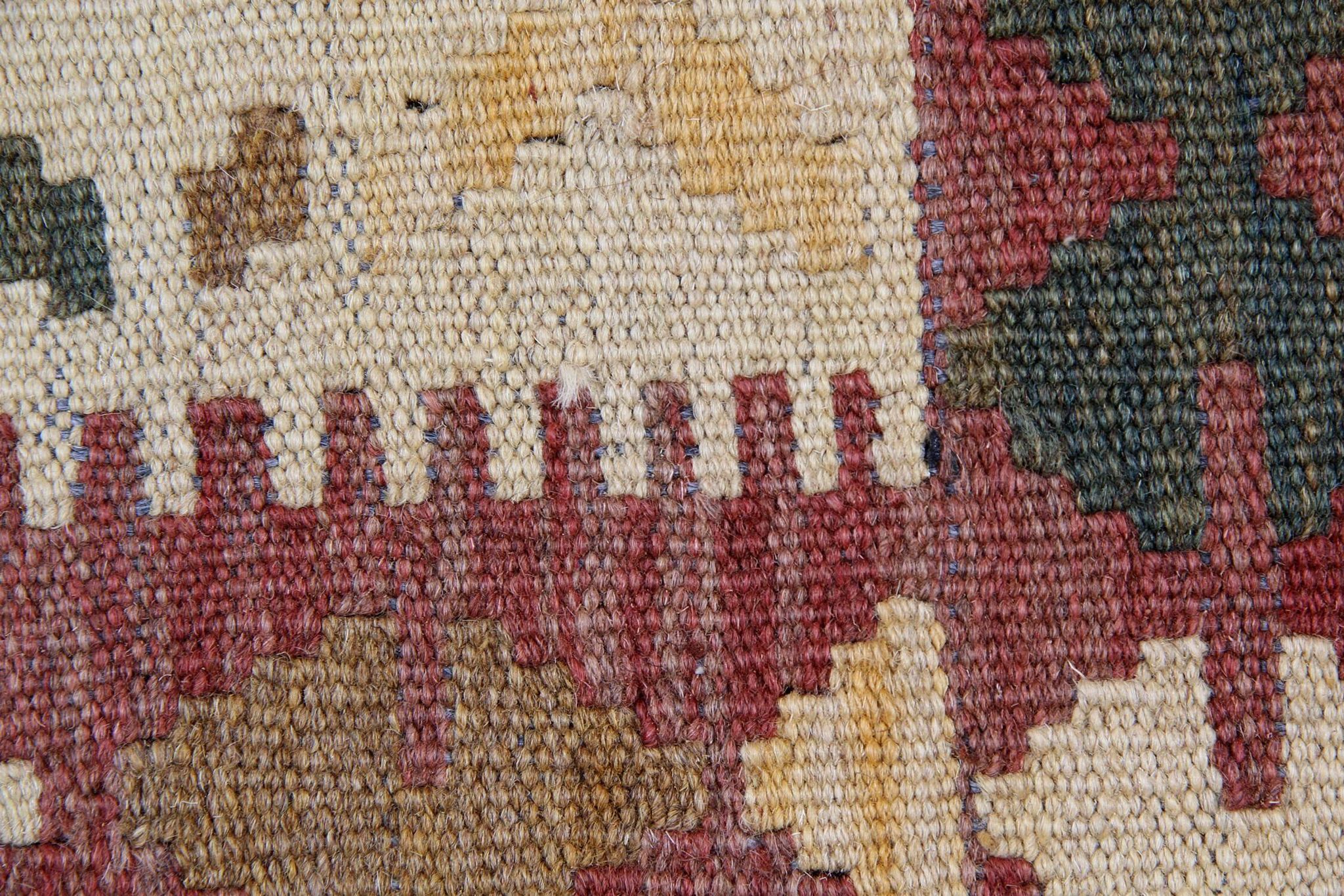 Vintage handmade afghan kilim, flat-woven brown wool geometric rug- 97x198cm