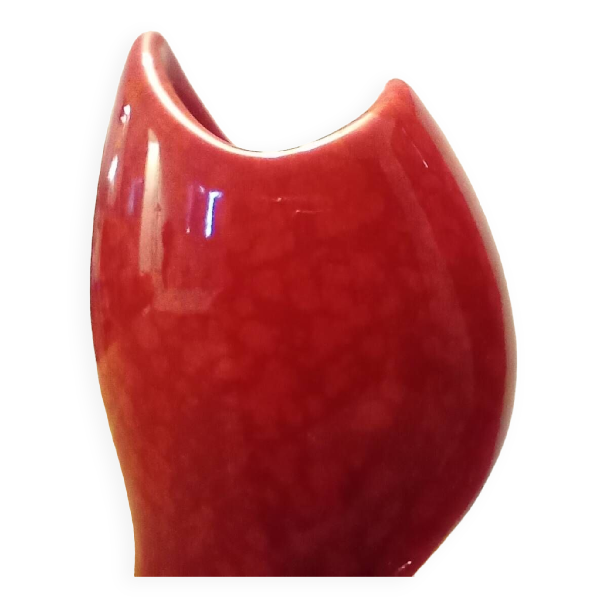 Red ceramic vase, italy 1970s