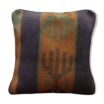 Housse de coussin Kilim rayé fait à la main 37x40cm