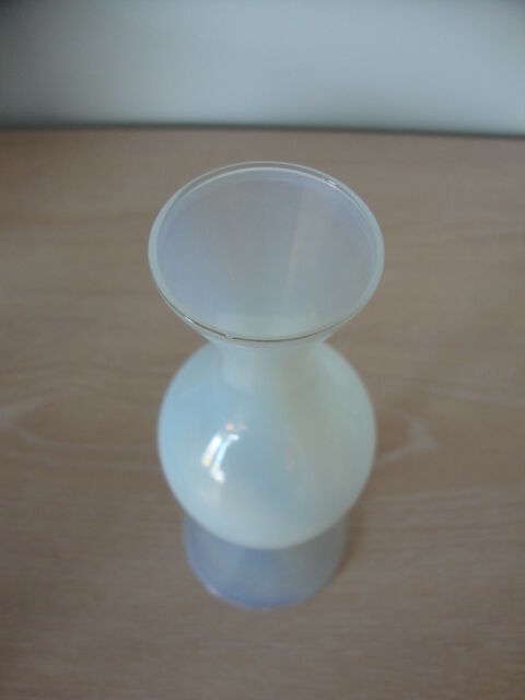 Opalescent white opaline soliflore vase
