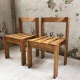 Duo of les arcs mountain pine chairs