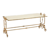 Gold wrought iron coffee table with a mirrored glass top. 1970s.