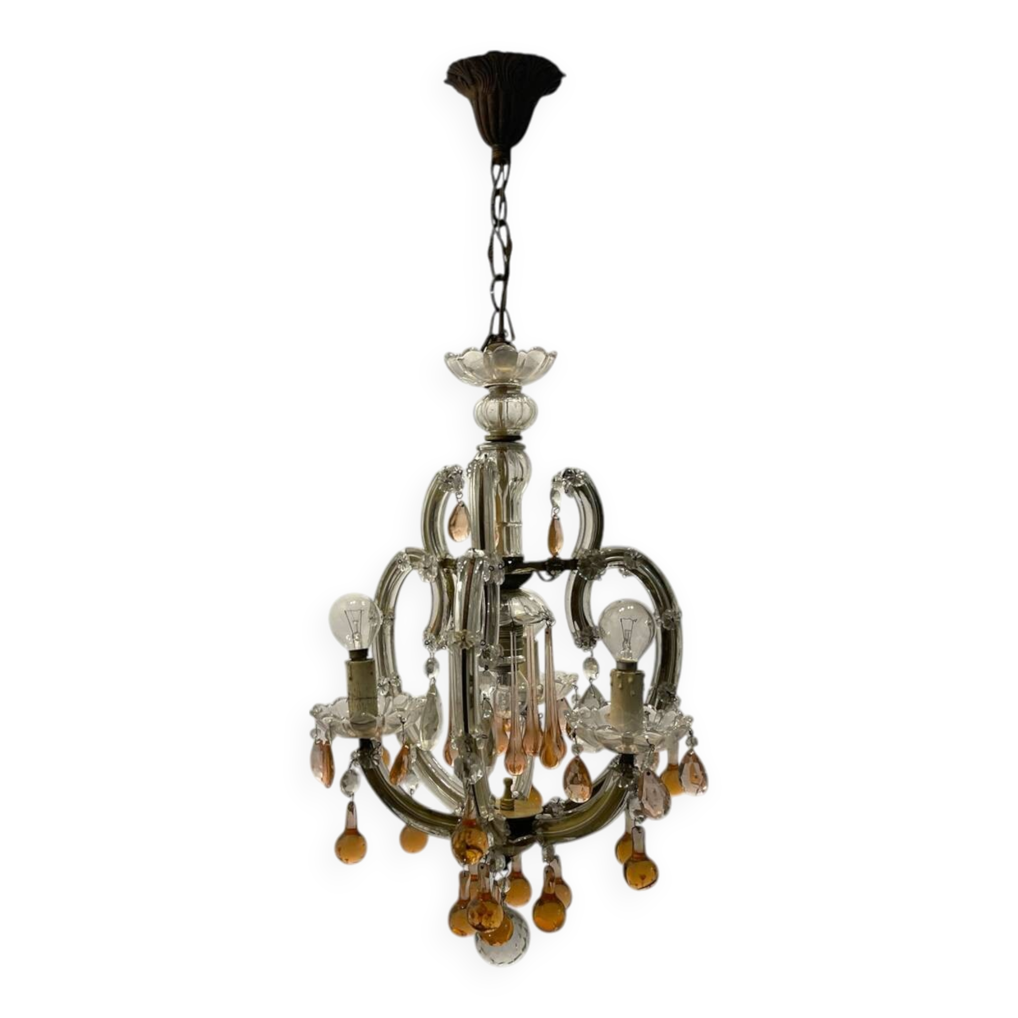 Pink Murano glass tear drop chandelier 1950’s
