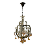 Lustre en forme de larme en verre de Murano rose des années 1950