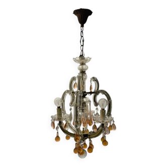 Lustre en forme de larme en verre de Murano rose des années 1950