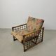 Chaise longue italienne des années 1970 en bambou, rotin, laiton et tissu style Liberty