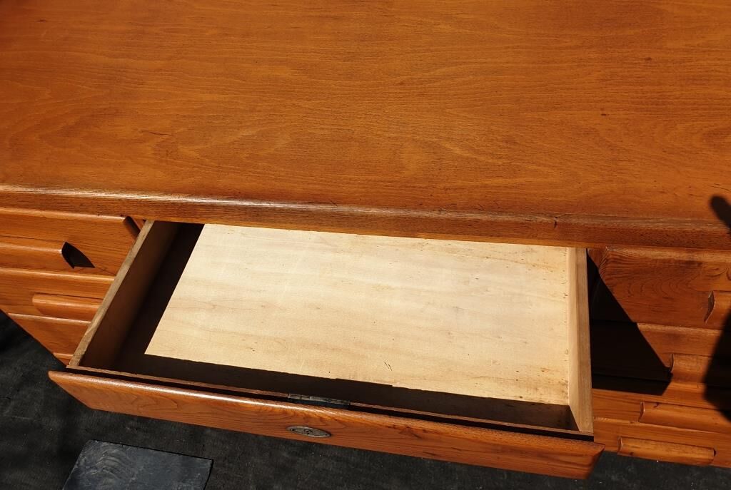 Oak desk 8 drawers double boxes 1950