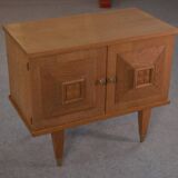 Brutalist bedside table in oak and oak veneer, 1950s