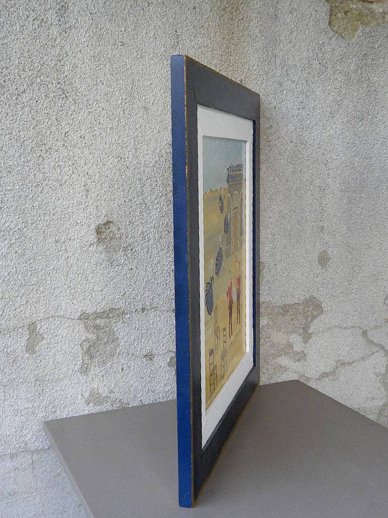 Contemporary painting panel signed c. perret swiss painter.