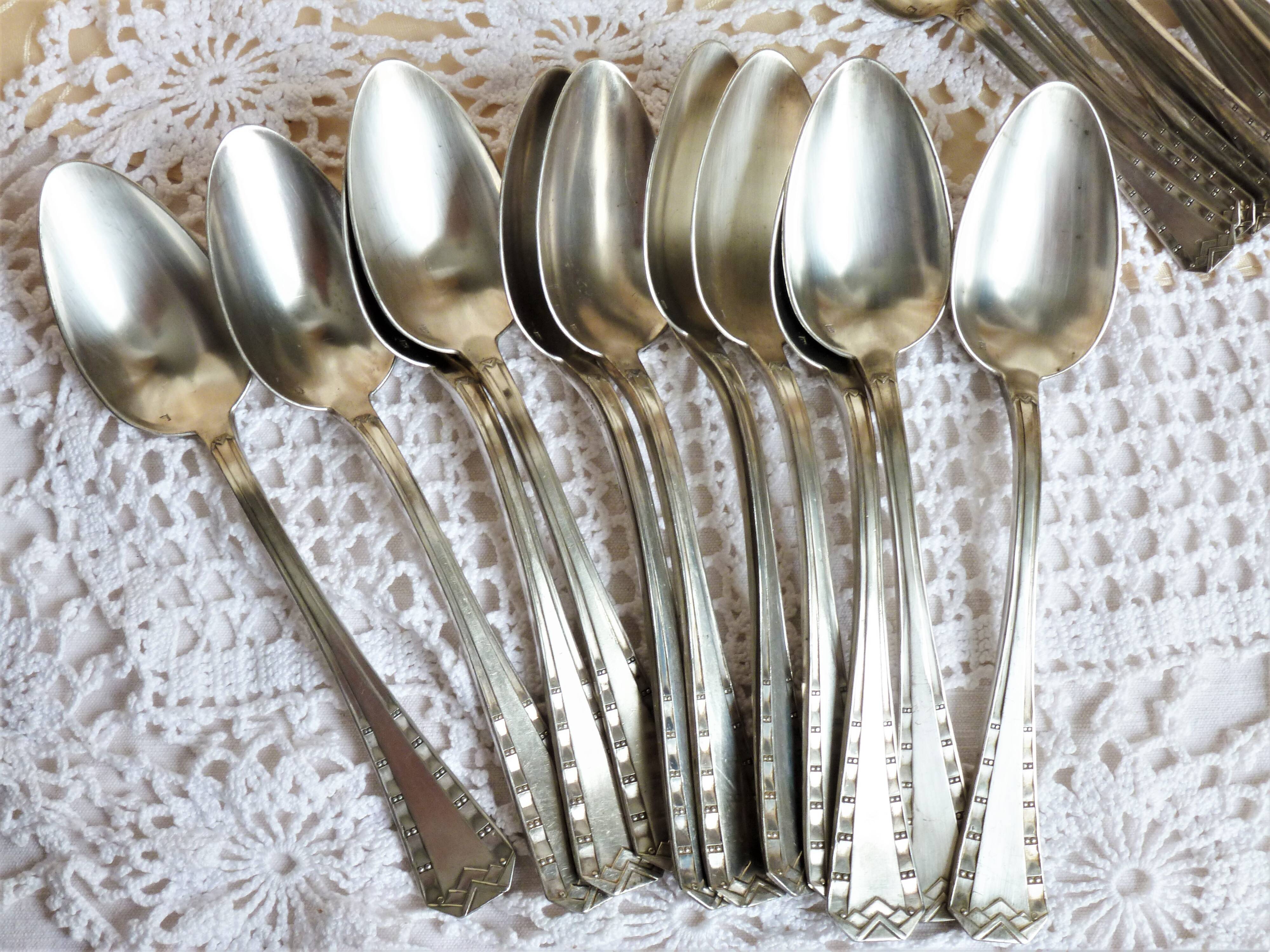 Art Deco silver-plated cutlery, silver-plated cutlery set.