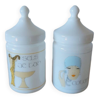 2 Pots opaline salle de bains