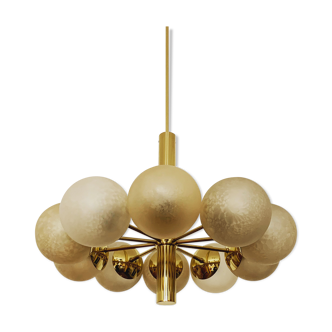 German Mid-Century Modern brass Sputnik chandelier by Kaiser Leuchten