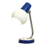 Lampe de bureau vintage métal peint blanc & bleu design Allemagne 1960s