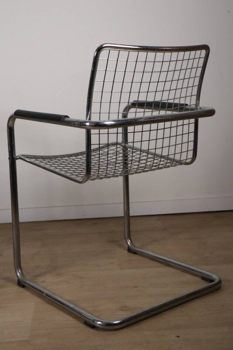 Pair of vintage chrome metal armchairs, 1970