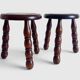 Mid-Century Chestnut Wood Stools Attributed to Charles Dudouyt, 1950s