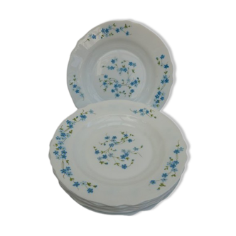 Assiettes creuse Arcopal fleurs bleues modèle Véronica