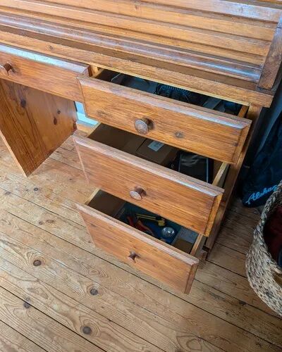 Cylinder Desk in Solid Pine - Careful Restoration - Bohemian Style