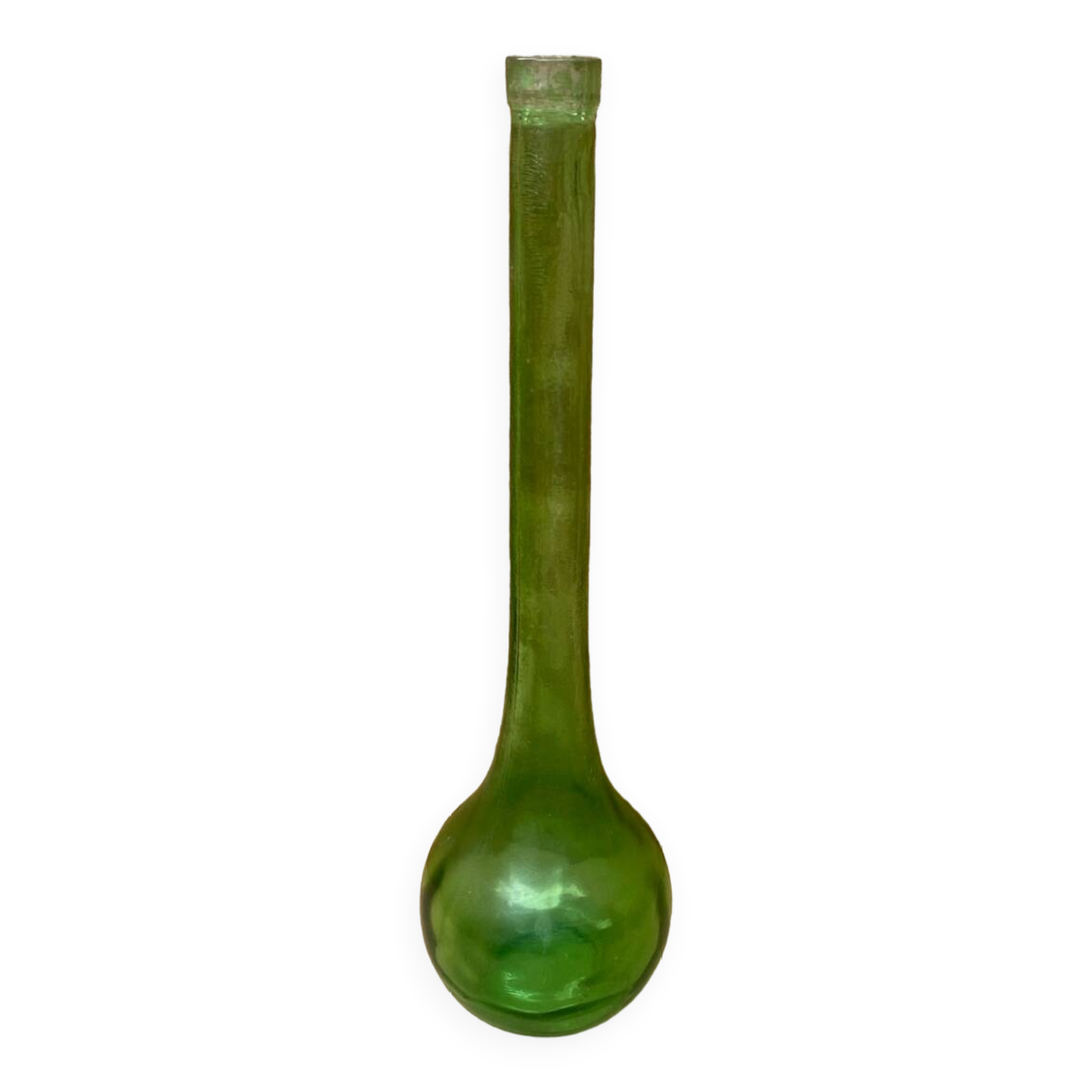 Antique Chianti Dame Jeanne Green Glass Bottle Large Vintage Model