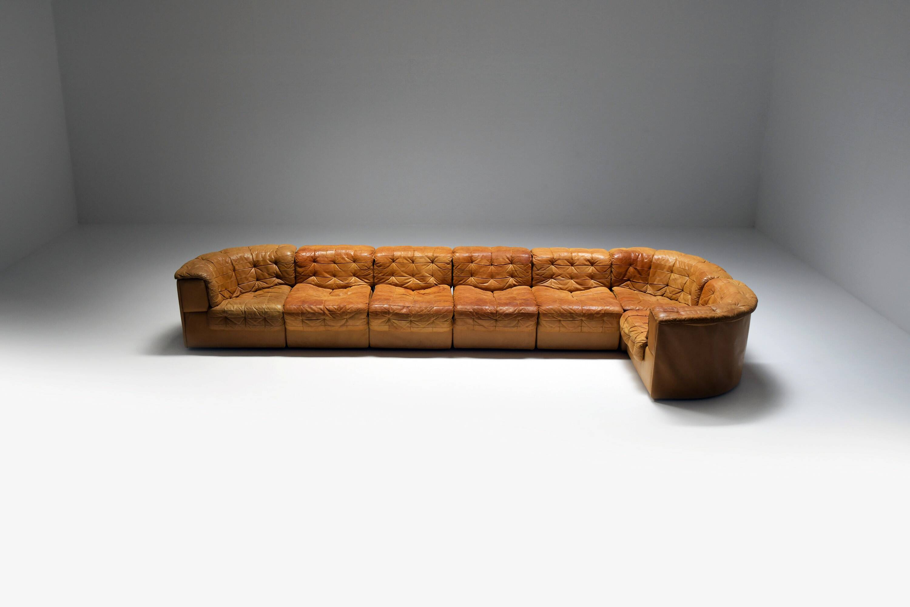 Vintage DS 11 modular sofa in cognac/orange leather by De Sede Swiss