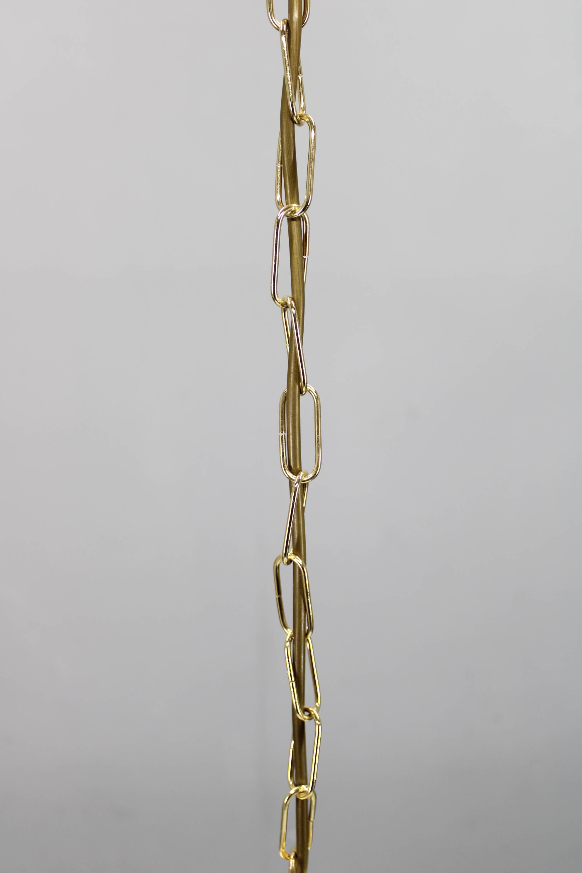 Italian mid-century glass and brass pendant light, 1960s