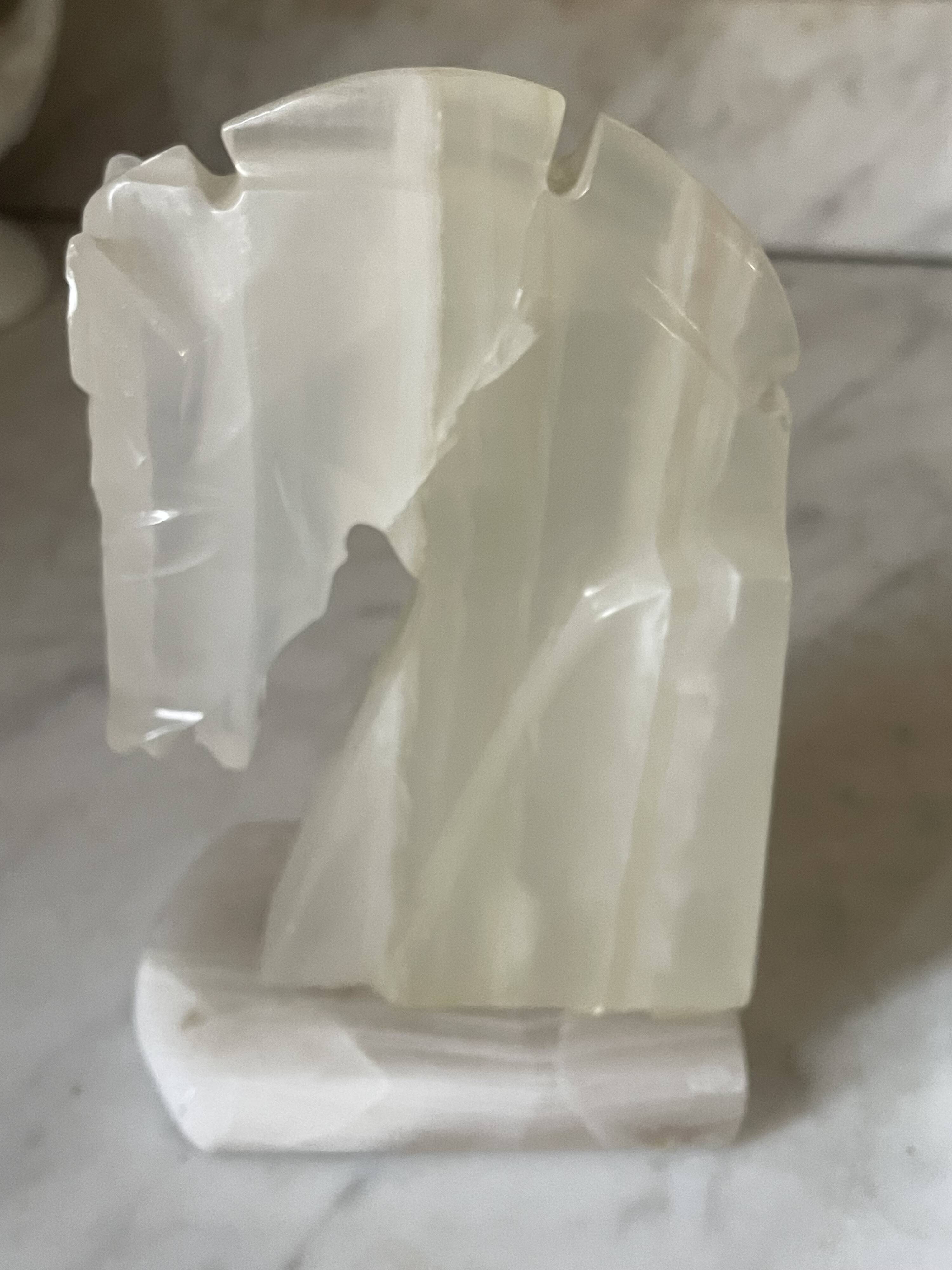 Pair of onyx horse head bookends