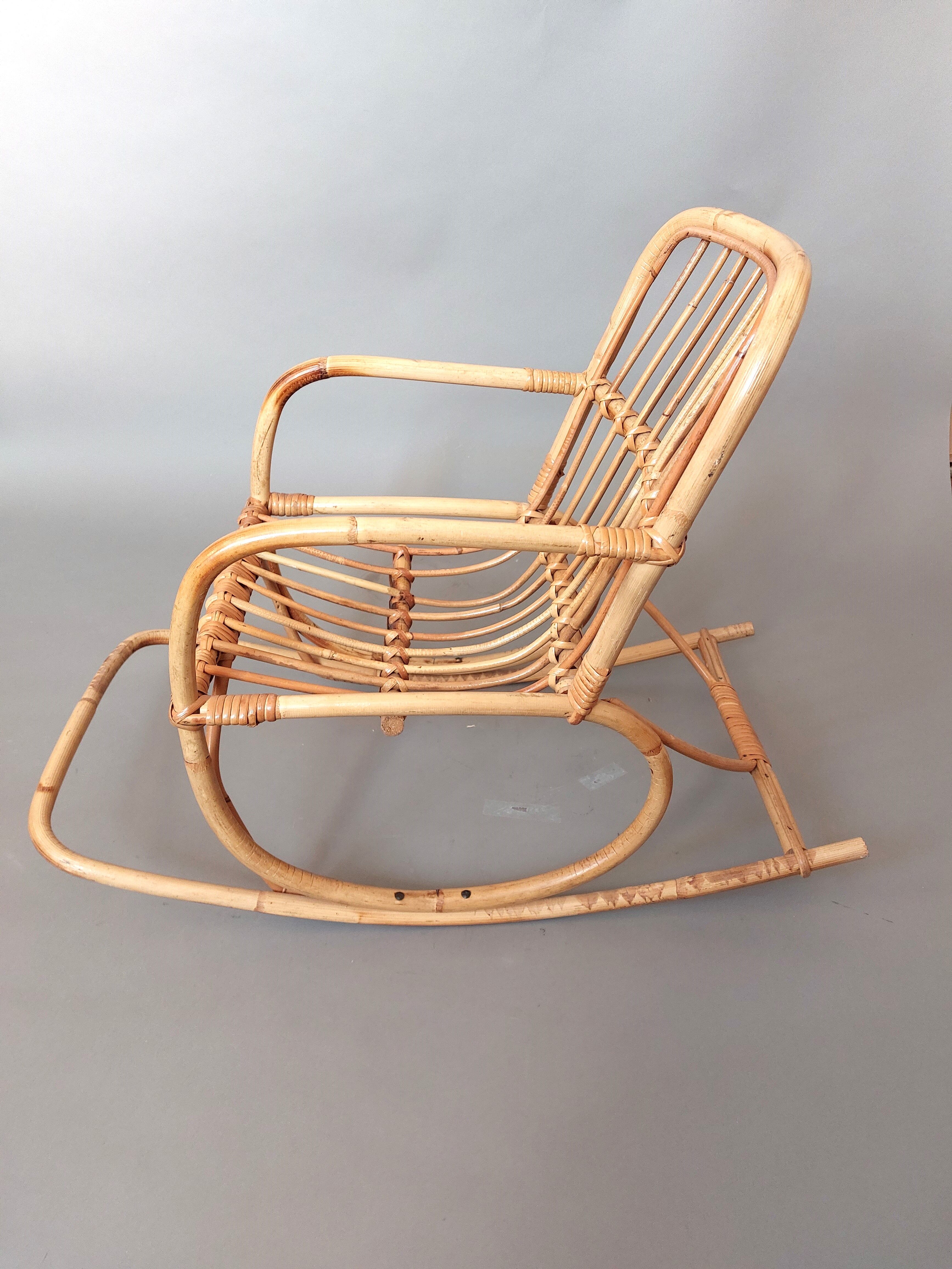 Rocking chair child rattan vintage