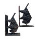 Pair of brutalist buffalo / bison bookends, black metal, mid-century