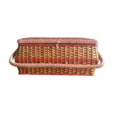 Rattan and scoubidou basket in the 1960s