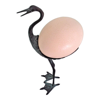 Ostrich bronze sculpture with egg
