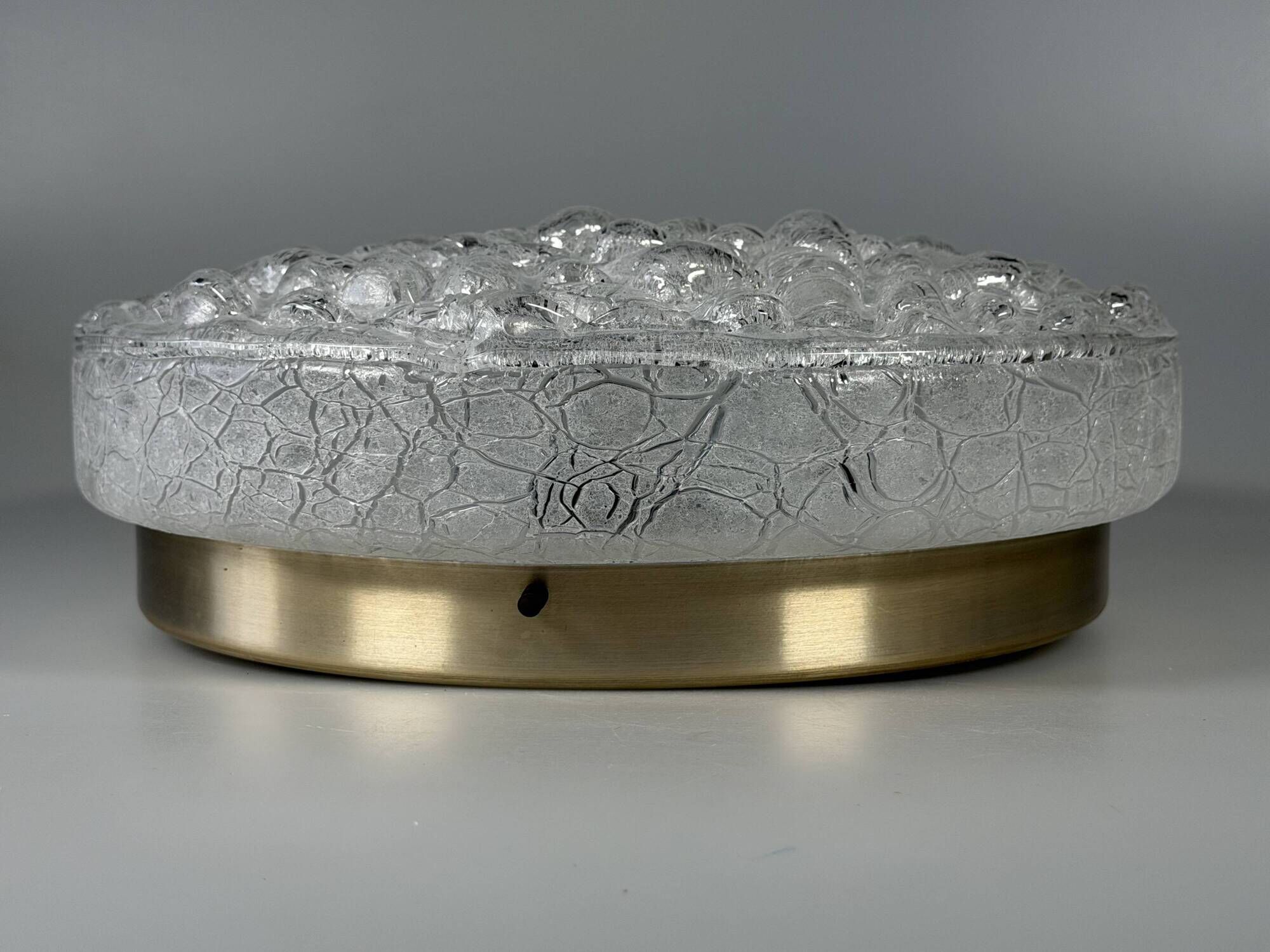 1960s 1970s Ceiling Lamp Ice Glass Doria Germany Space Age Design
