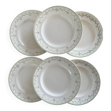 1900s Set of 6 vintage earthenware flat plates, Violetta model by Longwy