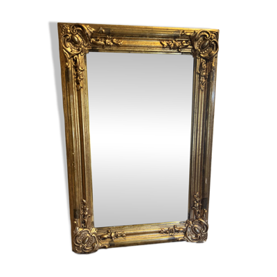 Miroir Louis XV, glace au mercure et bois doré, XIXe