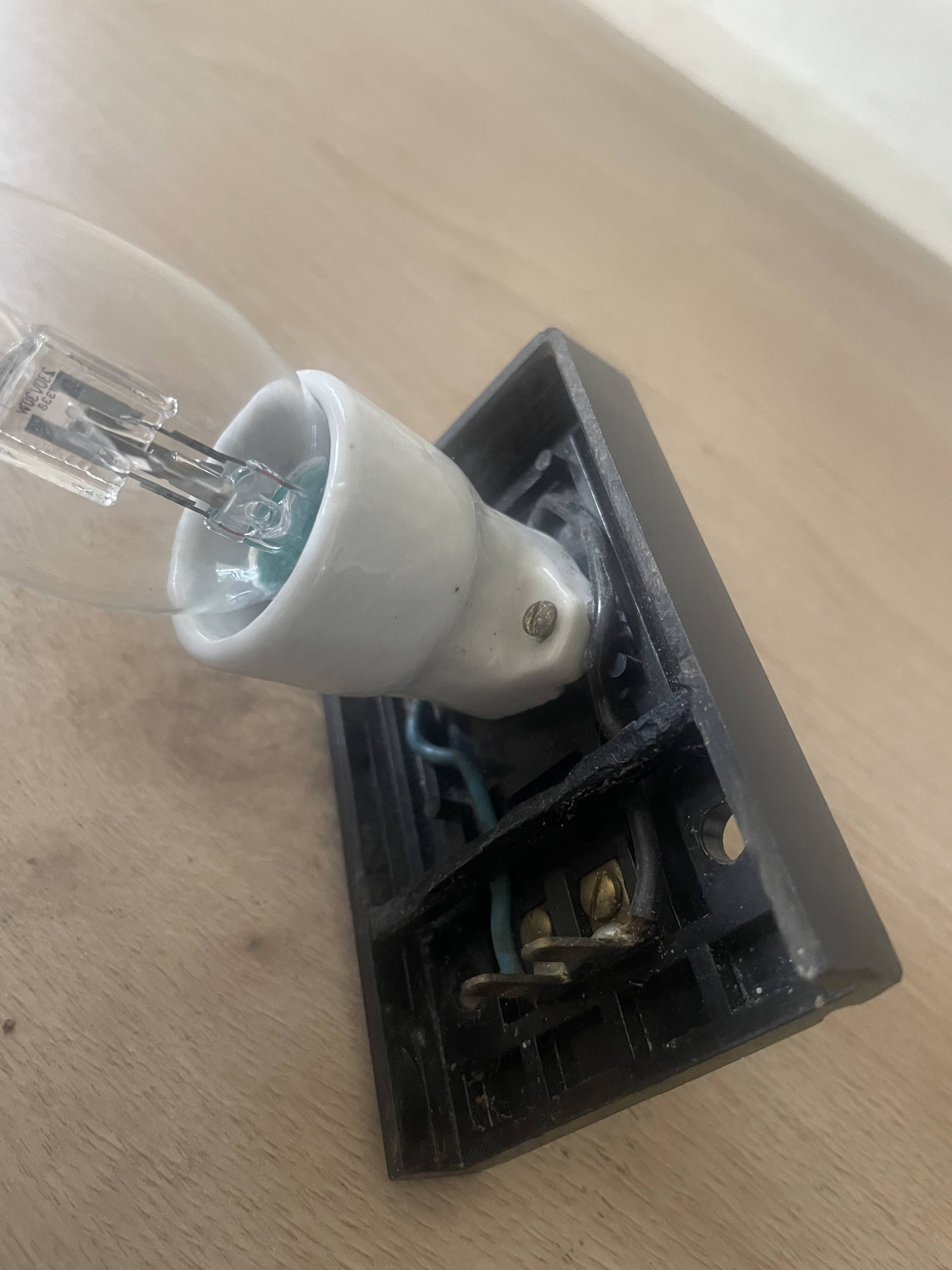 Vintage Erco glass and Bakelite wall light