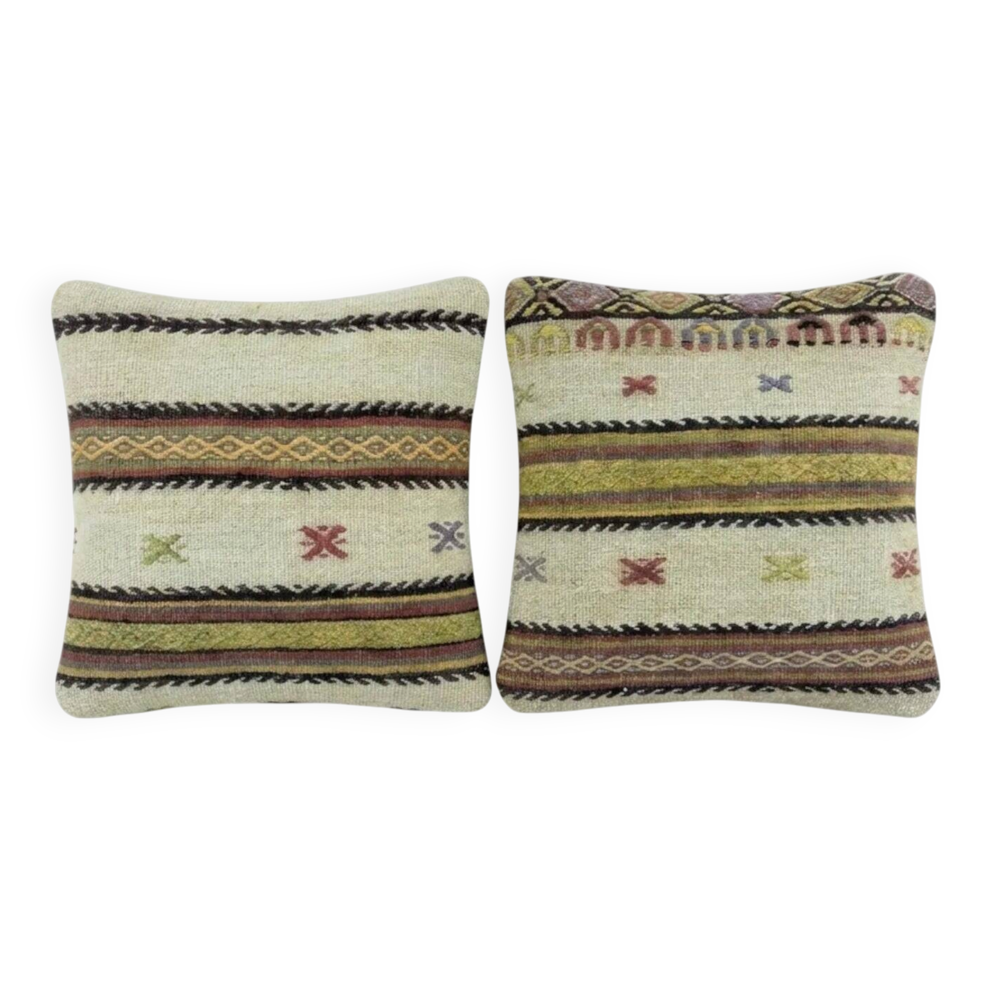 Set of 2 vintage kilim cushion covers 41x41 cm