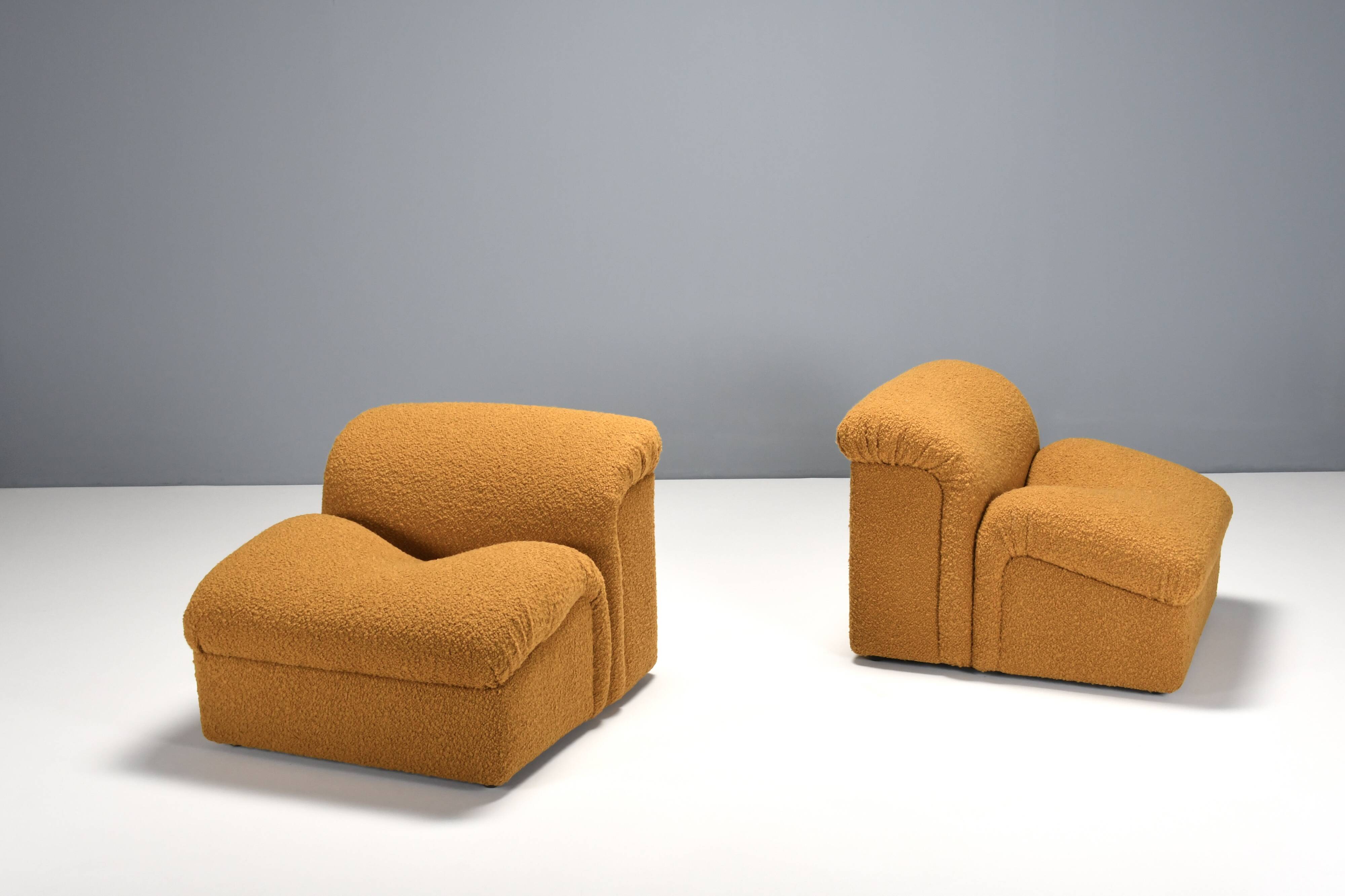 Exceptional Set of Two Bouclé 'Onda' Lounge Chairs by MetalArte, 1970s